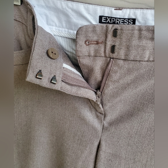 EXPRESS Khaki Beige Columnist Business Casual Professional Office Trousers Pants - Picture 4 of 15